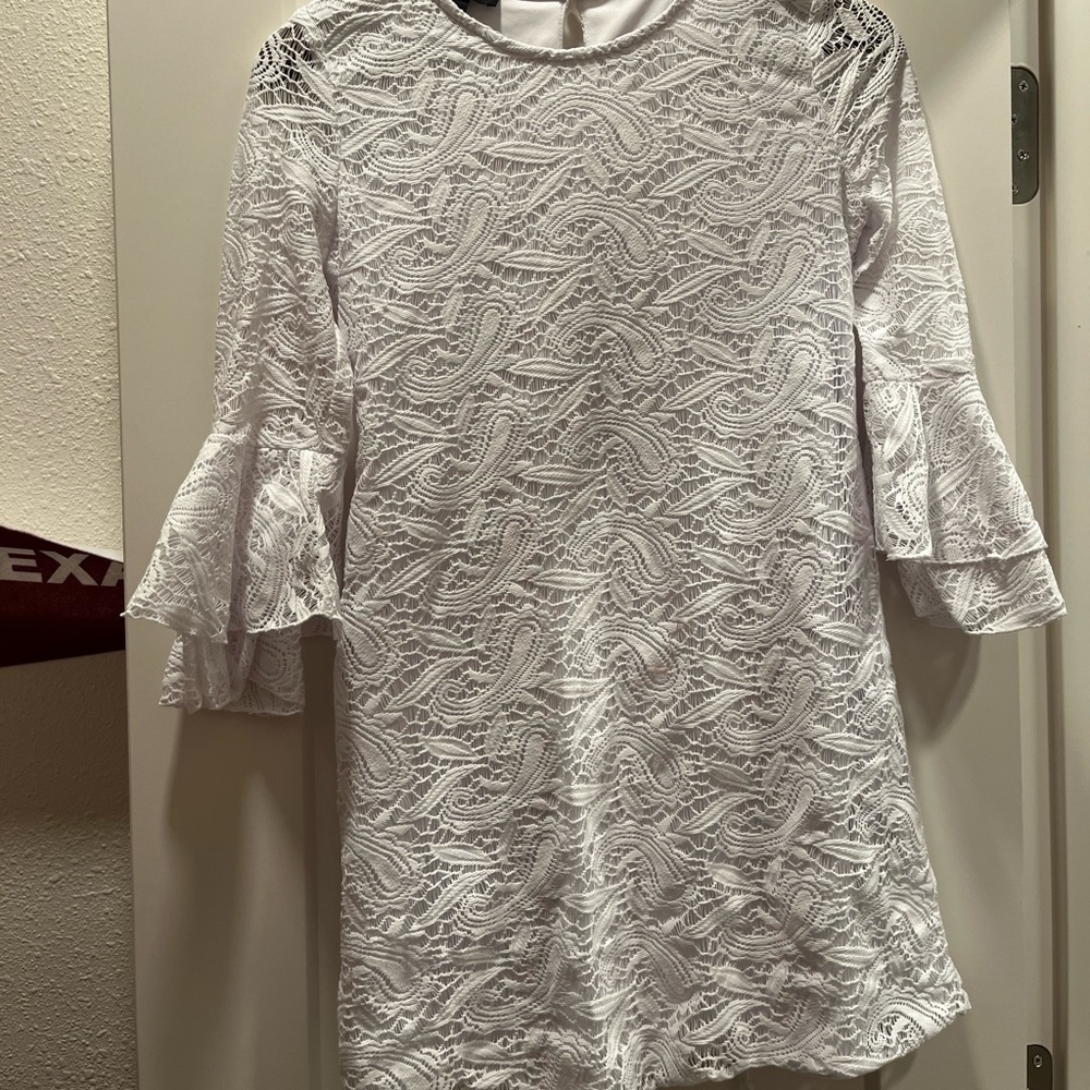 girls white lace long sleeve dress